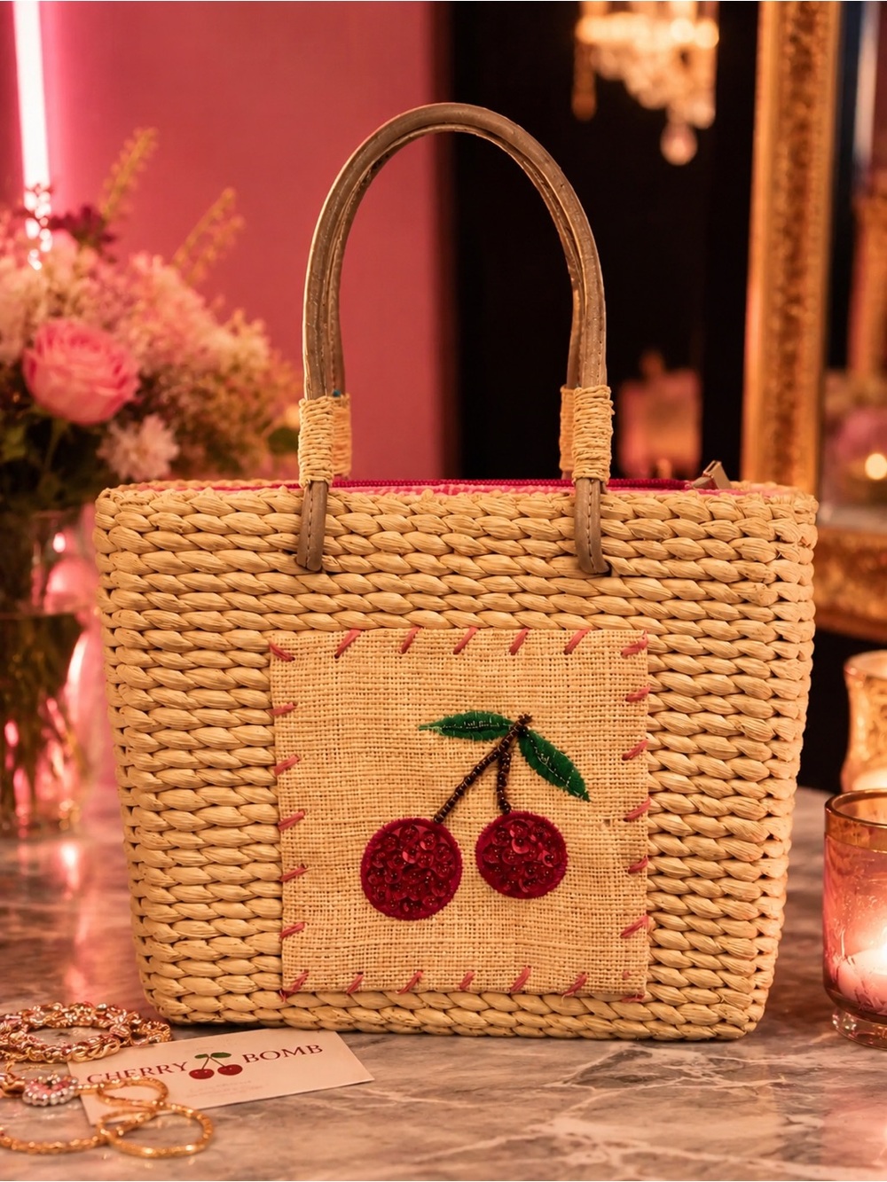 🍒 Y2K Xhilaration Cherry Wicker Bag 🍒